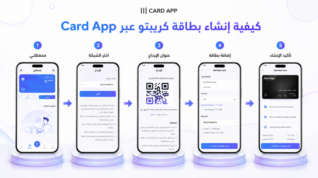 كيفية إنشاء بطاقة كريبتو عبر Card App