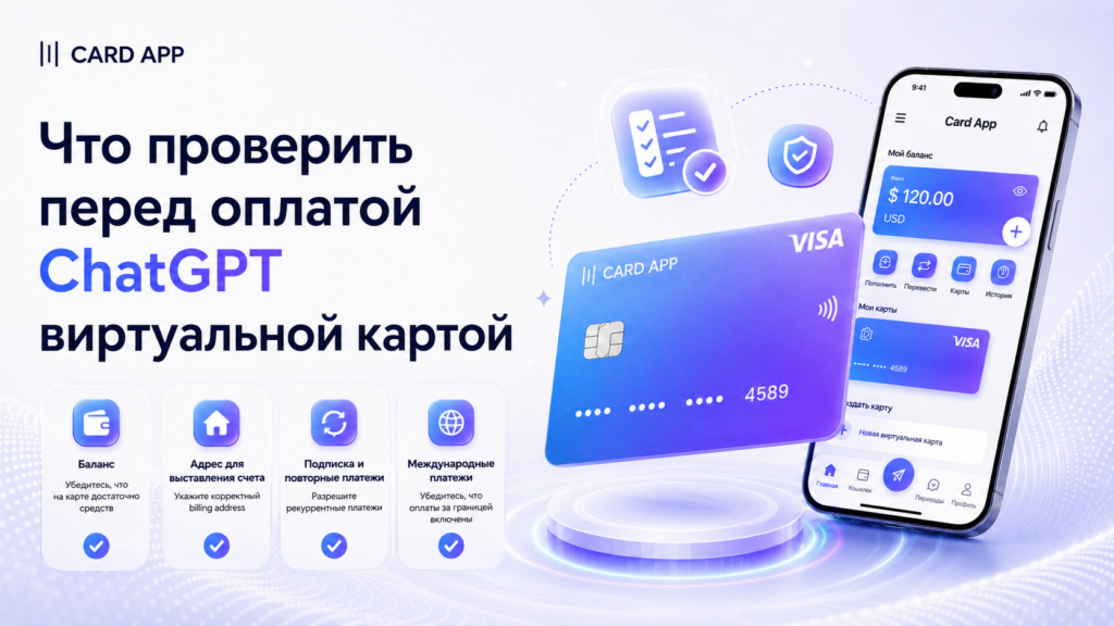 Что проверить перед оплатой ChatGPT виртуальной картой