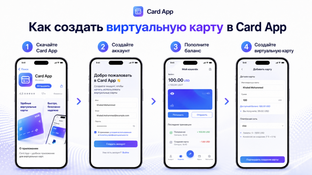 Как создать виртуальную карту в Card App