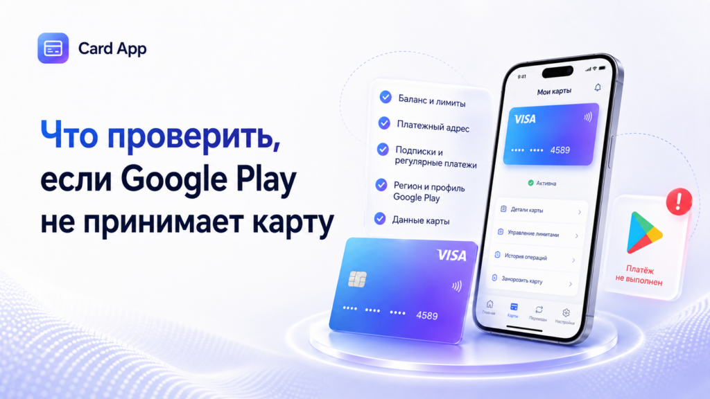 Что проверить, если Google Play не принимает карту