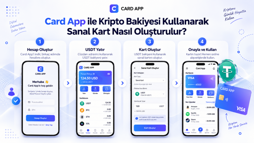 Card App ile Kripto Bakiyesi Kullanarak Sanal Kart Nasıl Oluşturulur?